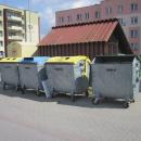 Accommodation buildings in Mońki. Sorted waste containers
